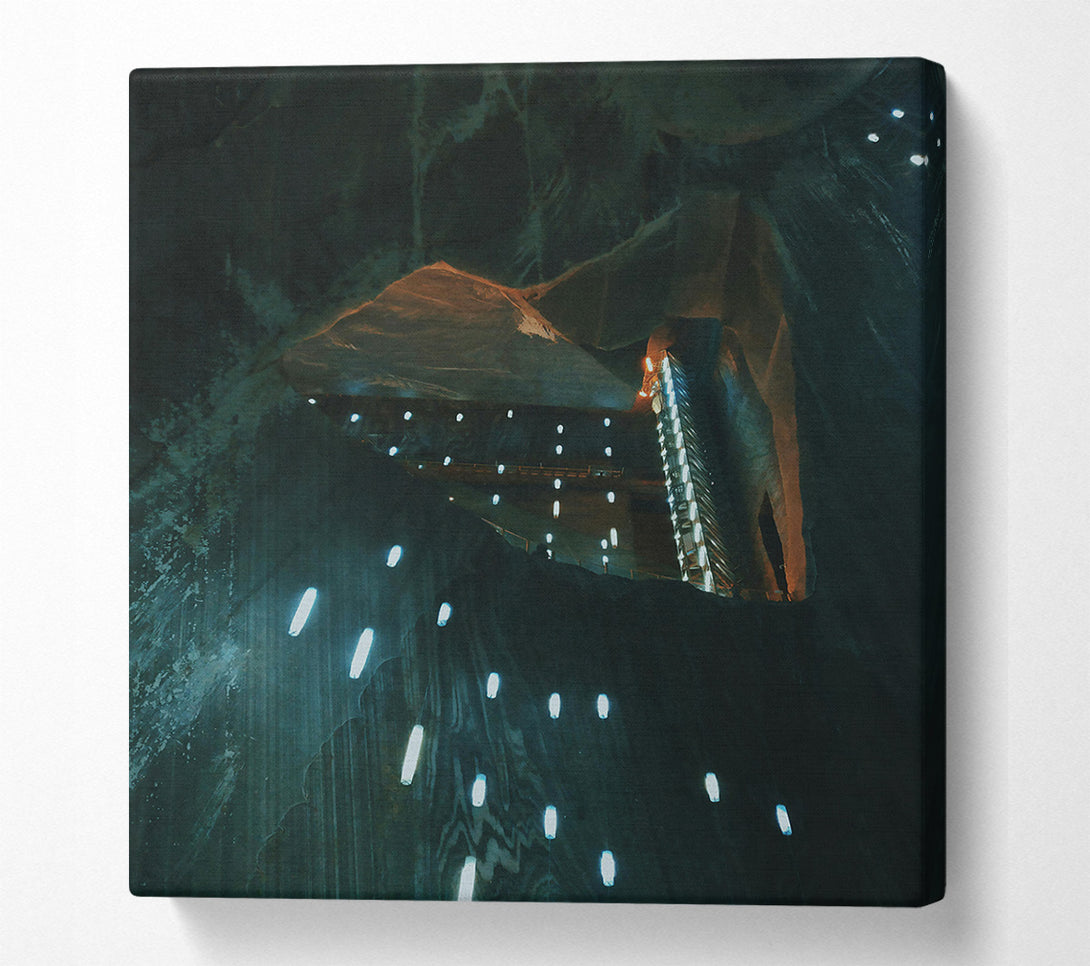  A Canvas Print of Teal Salt Mine Lights Canvas Wall Art