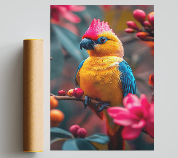 Yellow Bird On Bloom Giclee Print