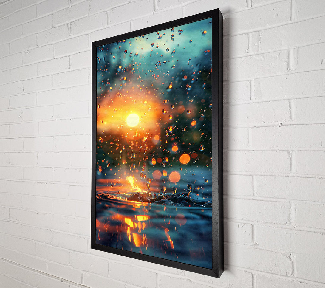  A Canvas Print of Orange Sunset Rain Canvas Print