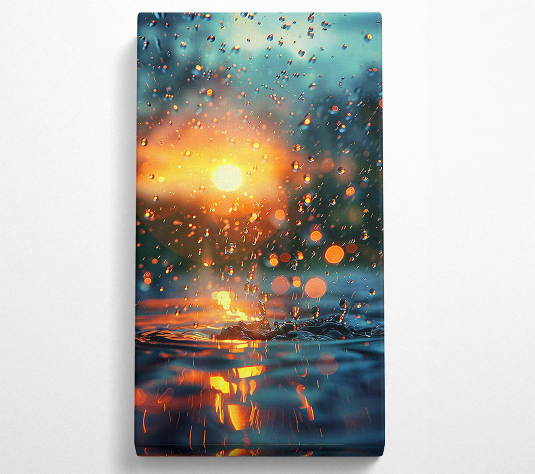  A Canvas Print of Orange Sunset Rain Canvas Print