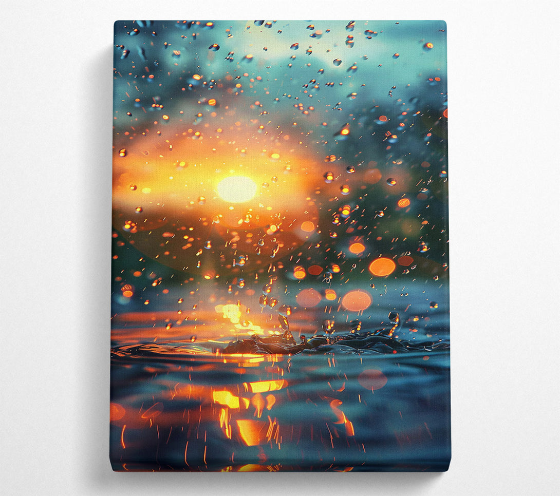  A Canvas Print of Orange Sunset Rain Canvas Print