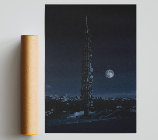 Blue Moon Mountaintop Poster