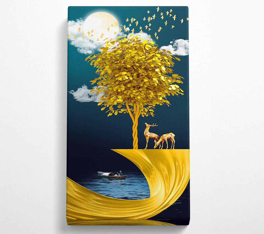  A Canvas Print of Boat On Lake  Golden Tree Canvas Art