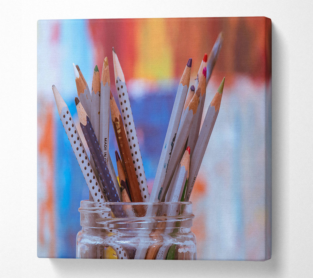  A Canvas Print of Blue Dotted Pencils Canvas Wall Art