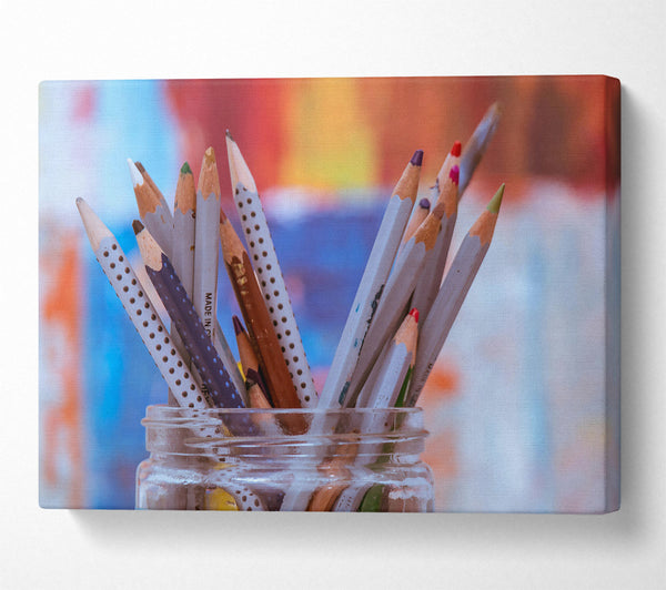  A Canvas Print of Blue Dotted Pencils Canvas Wall Art