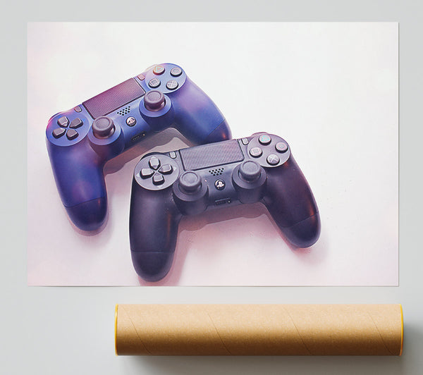 Blue Dualshock Controllers Poster