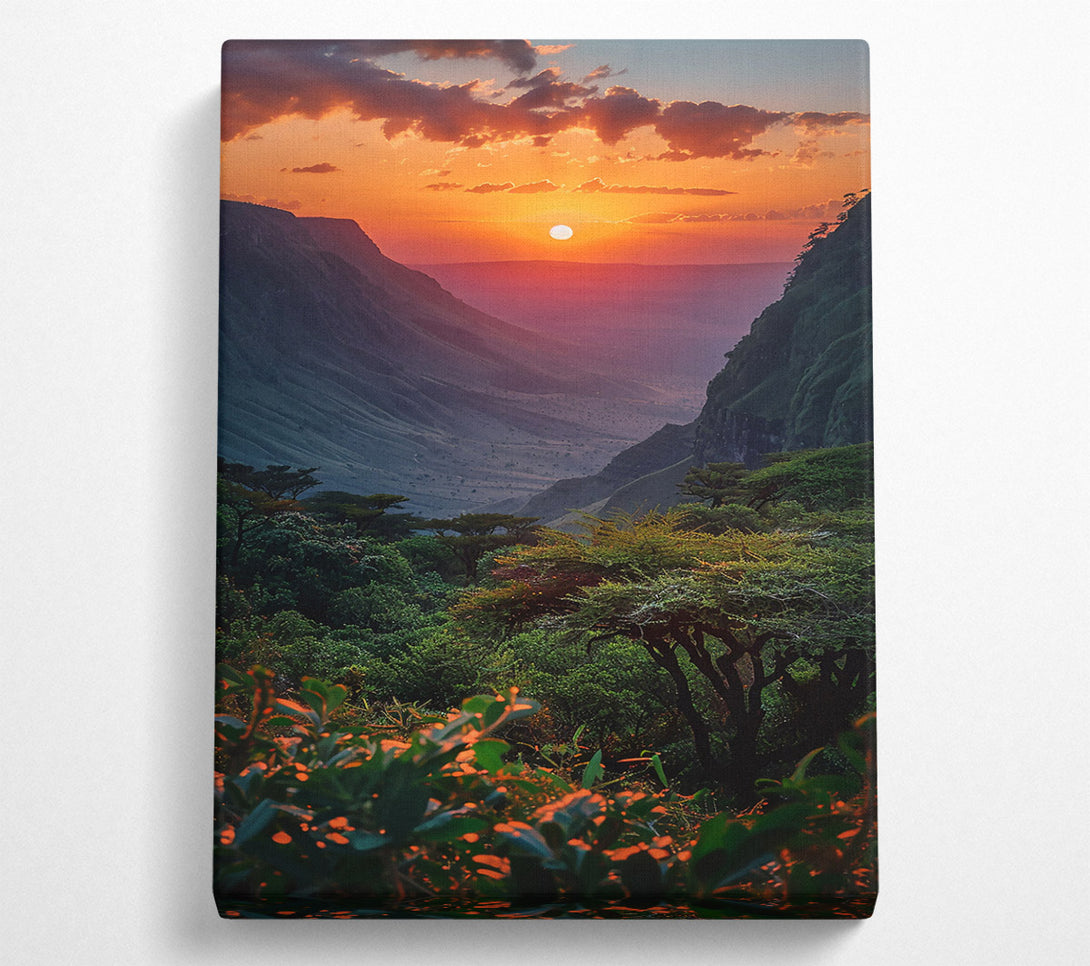  A Canvas Print of Orange Mountain Sunset Canvas Wall Art