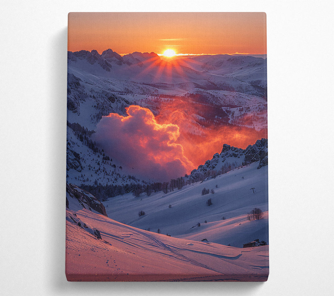  A Canvas Print of Crimson Mountain Sunset Canvas Print