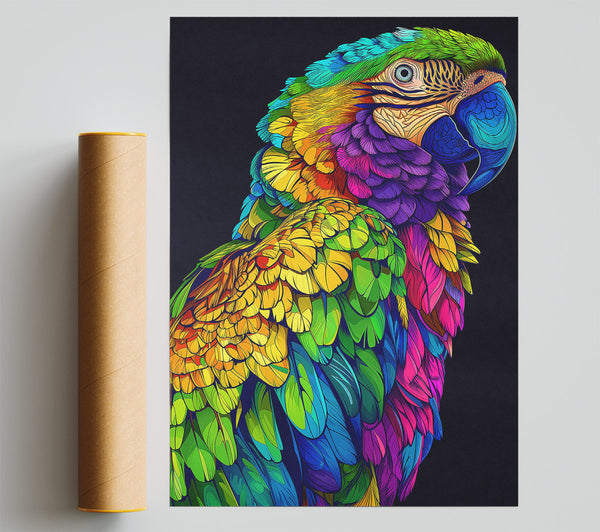 Golden Parrot Feathers Giclee Print