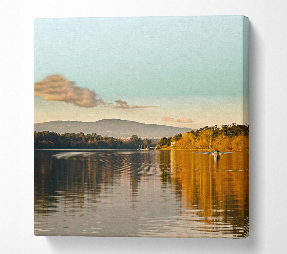  A Canvas Print of Boat Ripples On Lake Canvas Wall Art