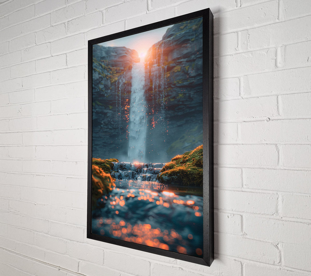  A Canvas Print of Golden Waterfall Glow Canvas Wall Art