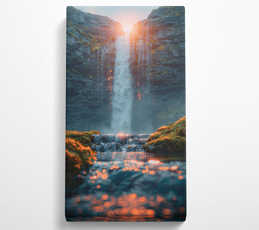  A Canvas Print of Golden Waterfall Glow Canvas Wall Art