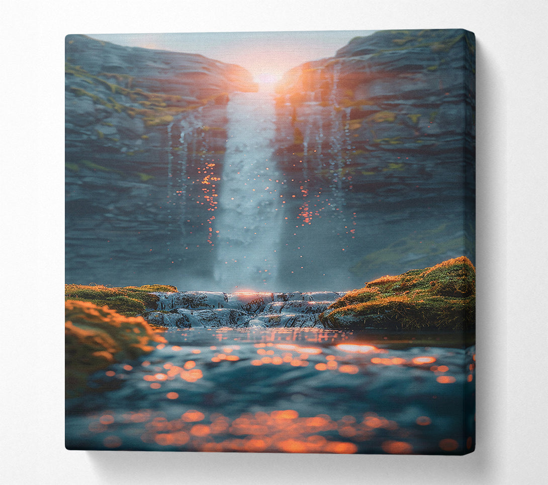 A Canvas Print of Golden Waterfall Glow Canvas Wall Art