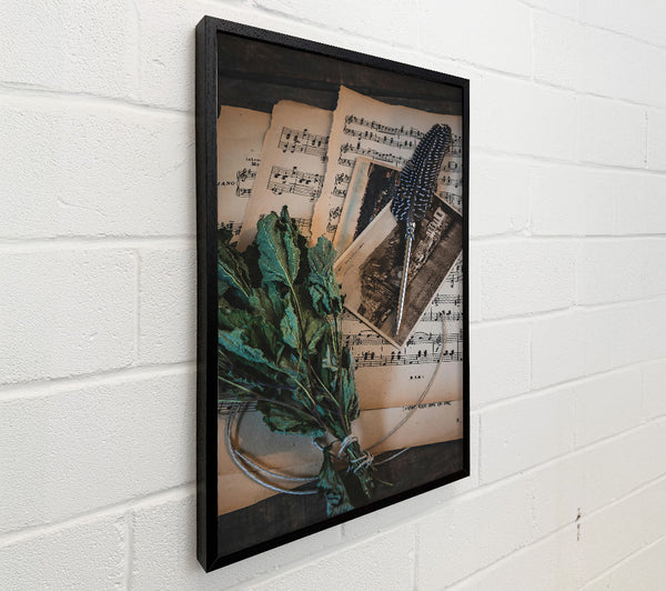 Silver Quill And Green Leaves