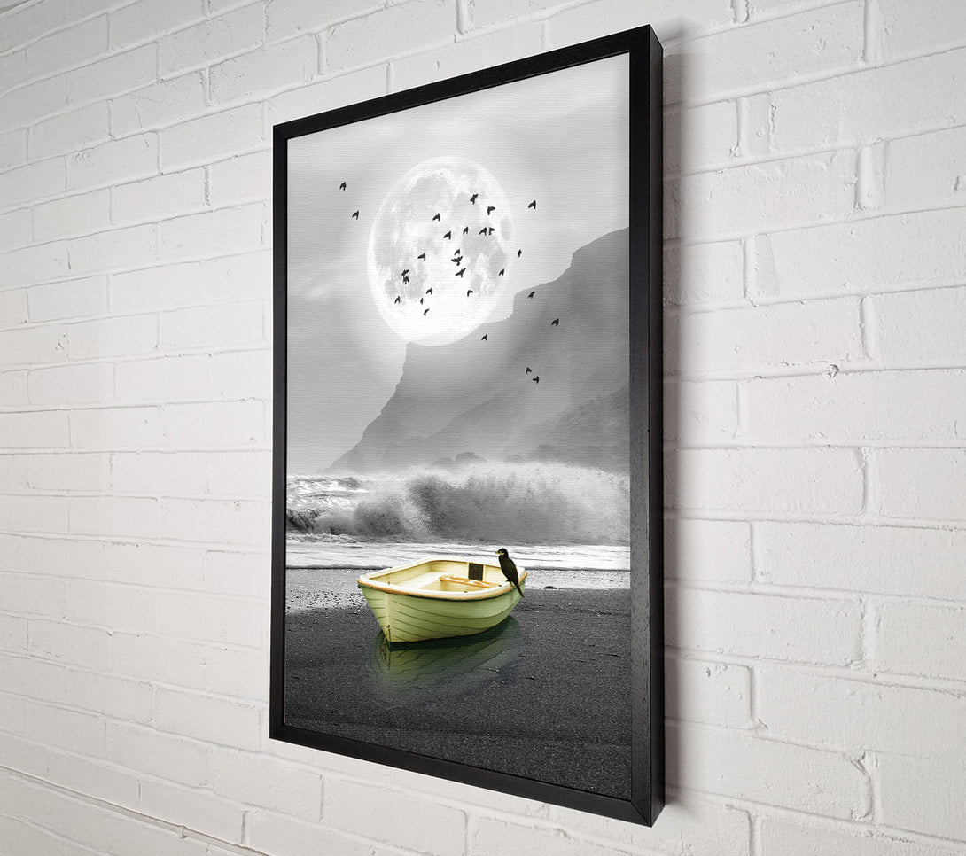  A Canvas Print of Boat Under The Moon Canvas Art
