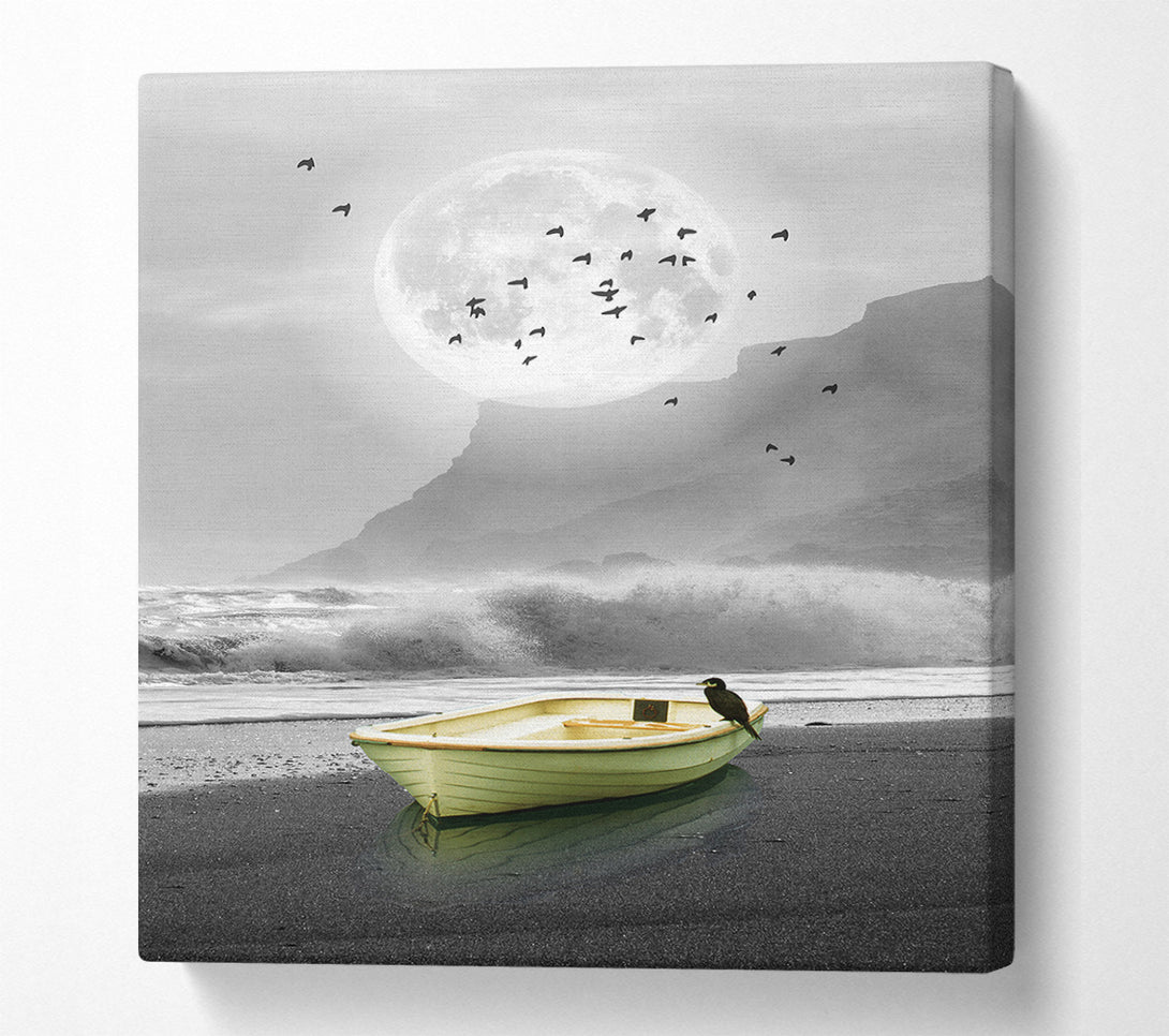  A Canvas Print of Boat Under The Moon Canvas Art