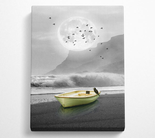  A Canvas Print of Boat Under The Moon Canvas Art