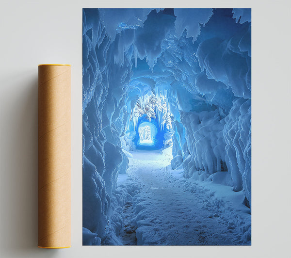 Blue Ice Tunnel Poster