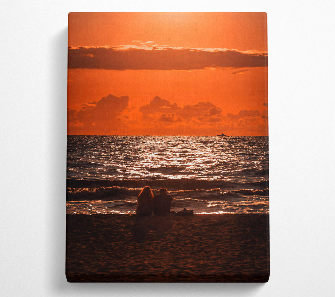  A Canvas Print of Orange Sunset Silhouettes Canvas Print