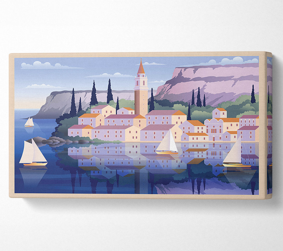  A Canvas Print of Boats On The Coastal Town Canvas Art