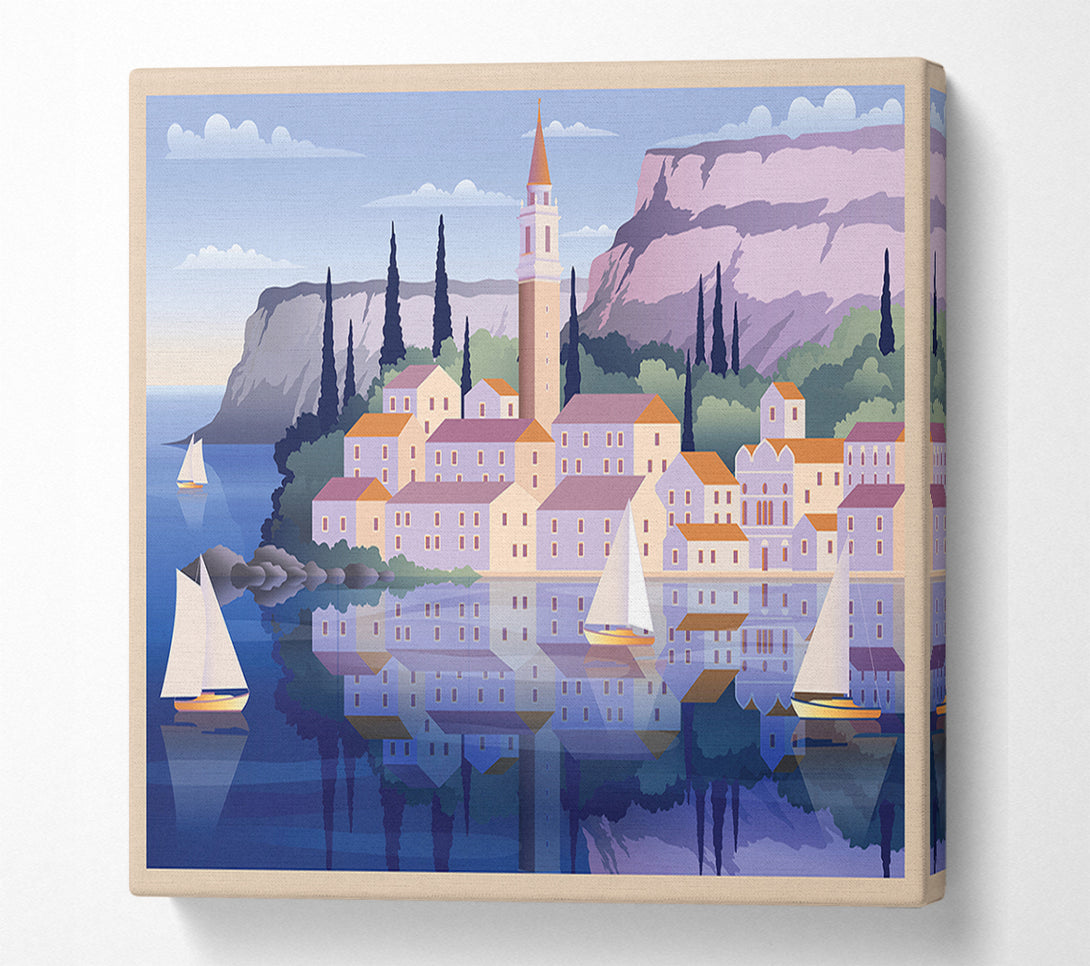  A Canvas Print of Boats On The Coastal Town Canvas Art