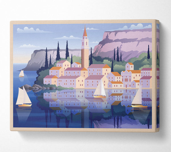 A Canvas Print of Boats On The Coastal Town Canvas Art