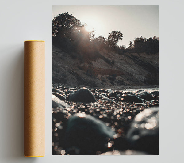 Golden Pebble Shore Print