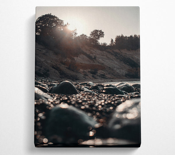  A Canvas Print of Golden Pebble Shore Canvas Wall Art