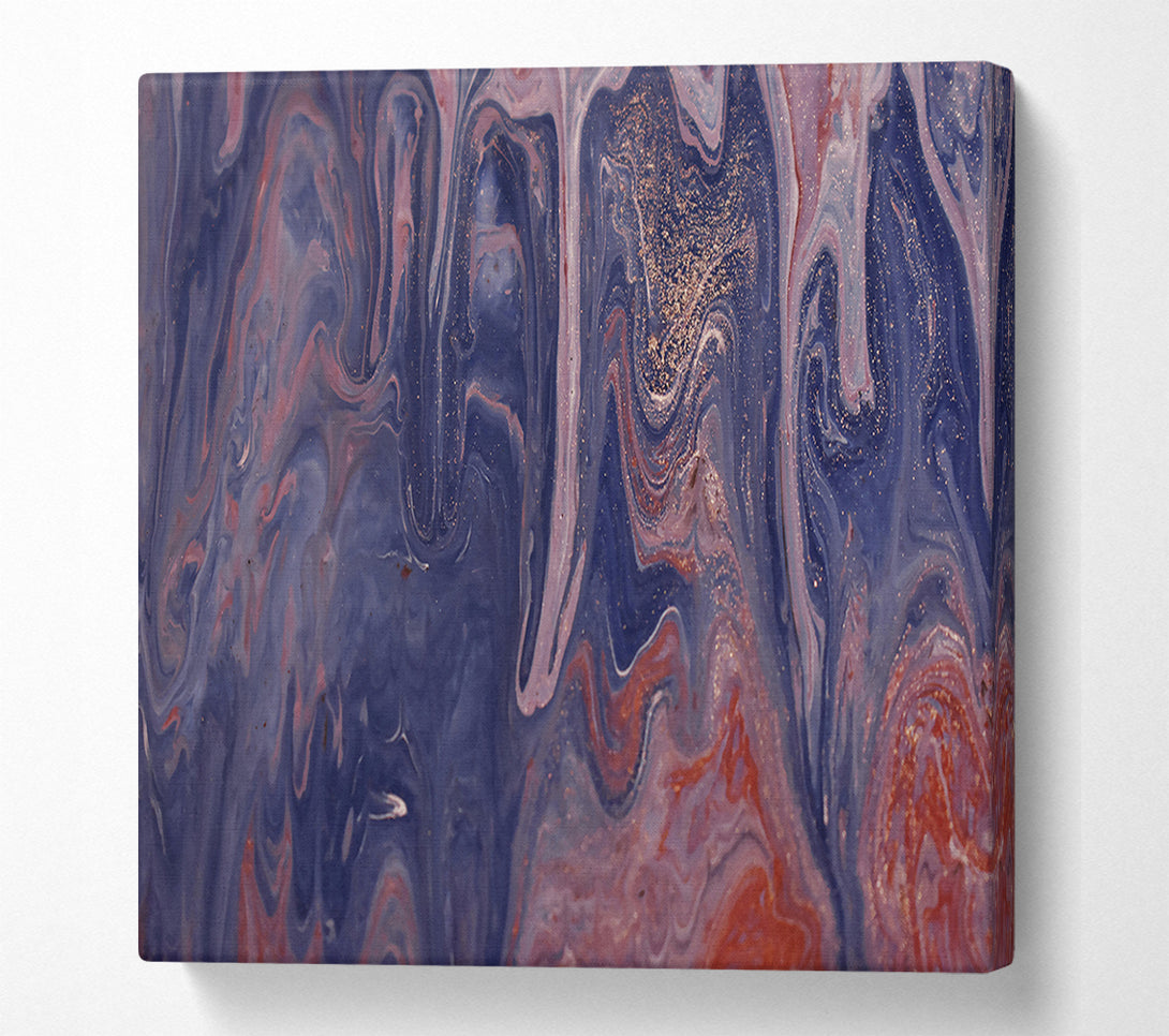  A Canvas Print of Indigo Swirls And Gold Canvas Print