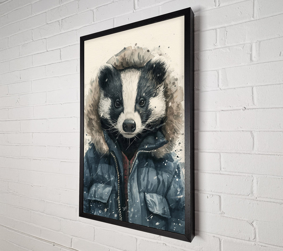  A Canvas Print of Blue Badger In Winter Canvas Art