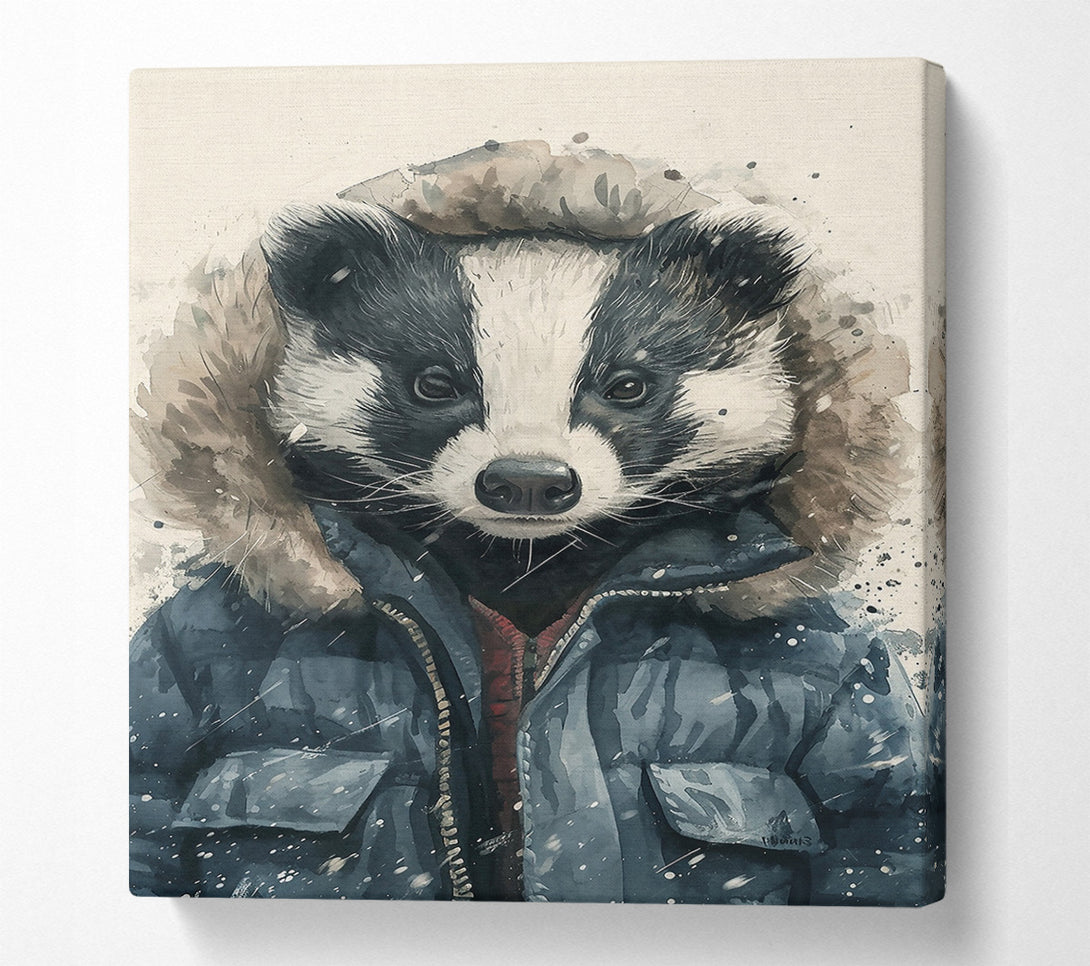  A Canvas Print of Blue Badger In Winter Canvas Art
