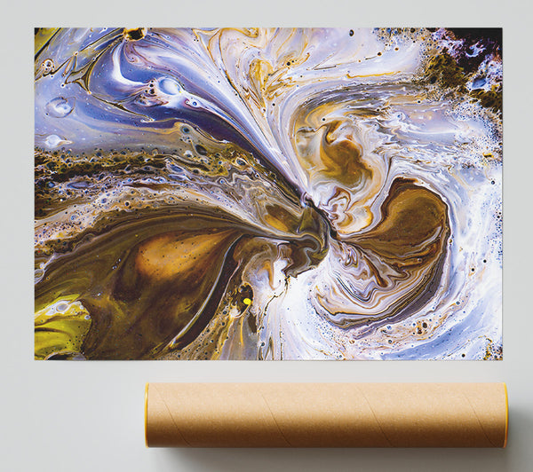 White Brown Swirl Print