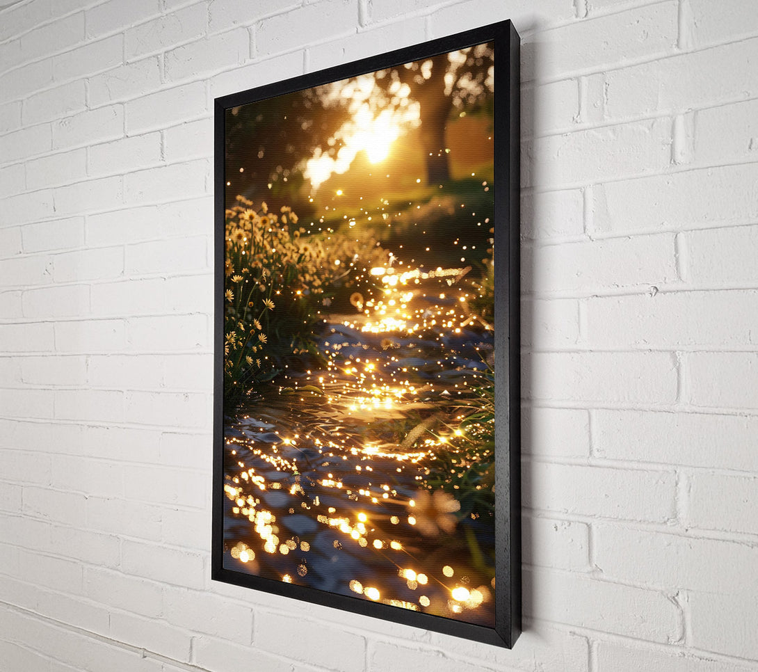  A Canvas Print of Golden Water Reflection Canvas Wall Art