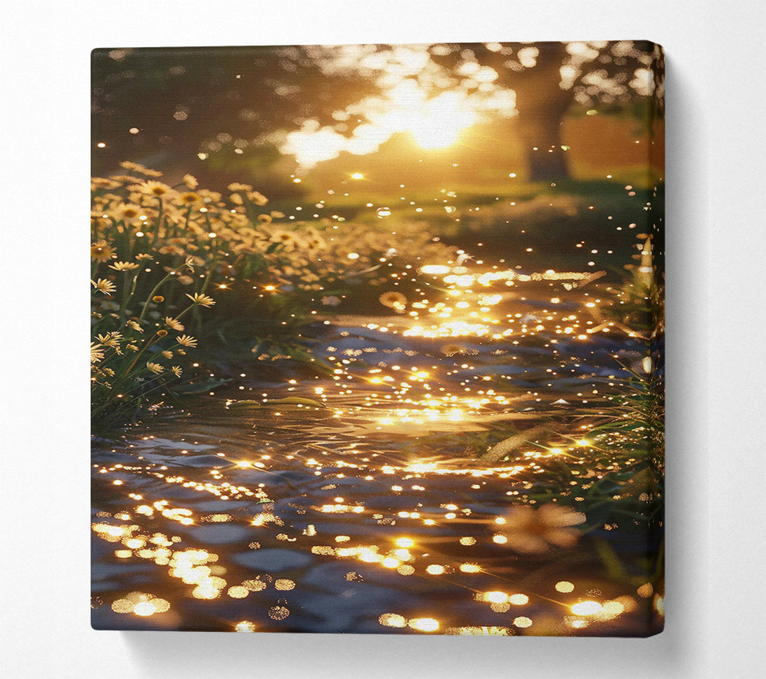  A Canvas Print of Golden Water Reflection Canvas Wall Art