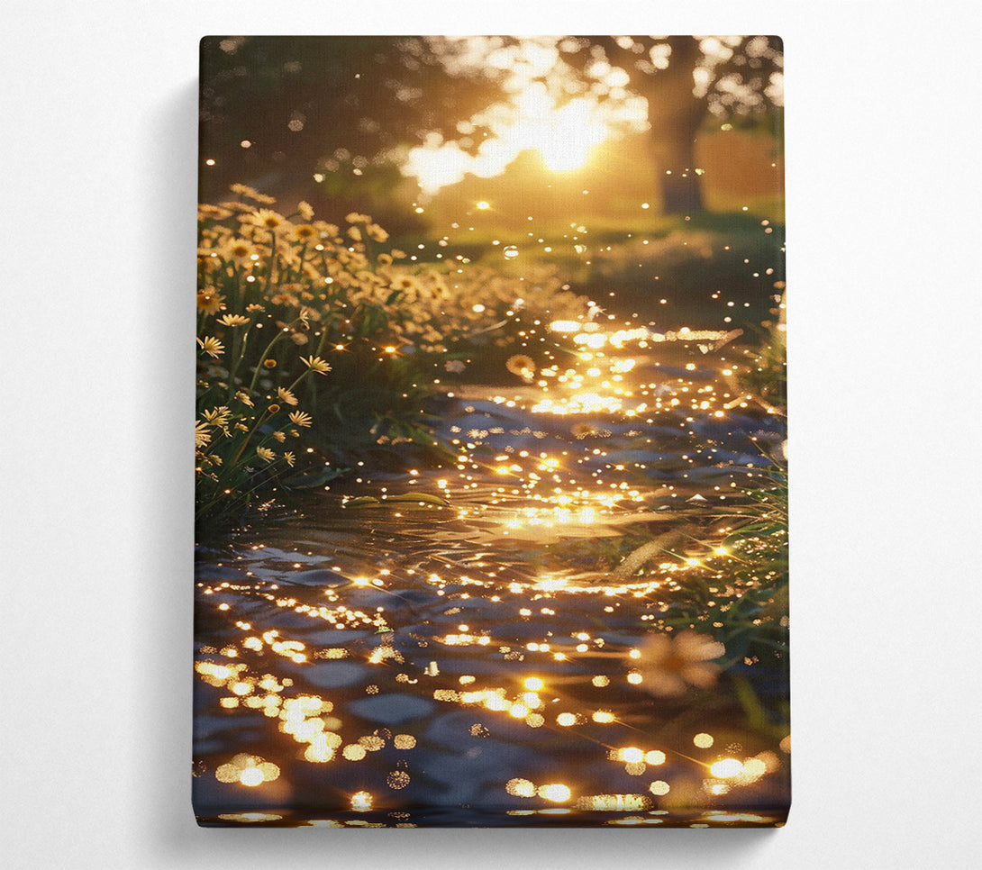  A Canvas Print of Golden Water Reflection Canvas Wall Art