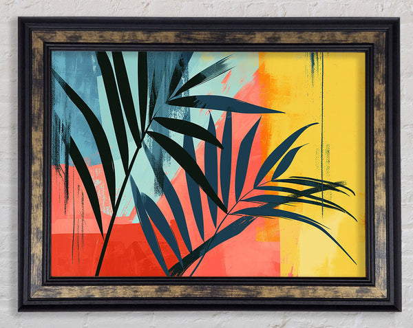 Bohemian Pal Leaves Red Framed Print