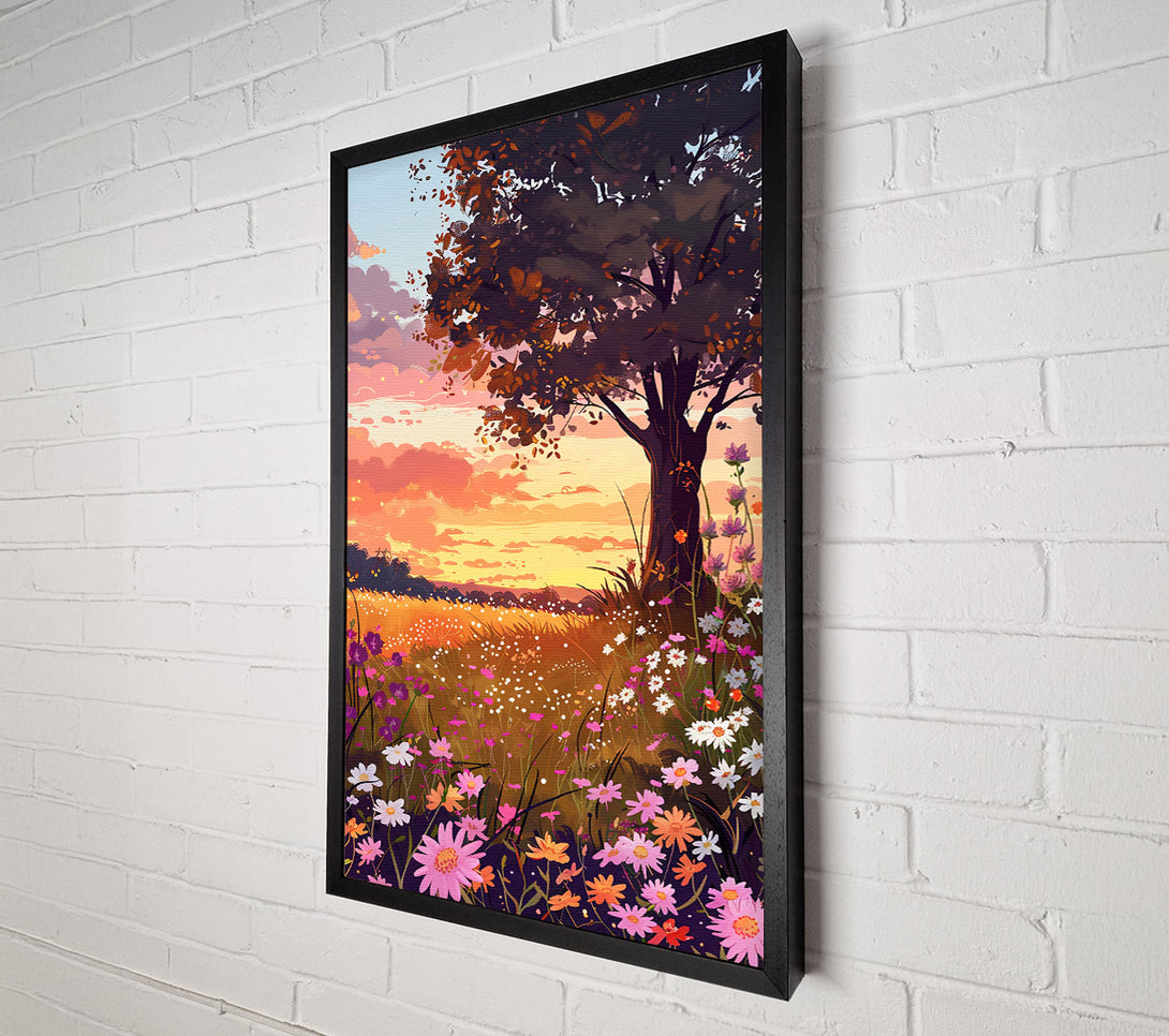  A Canvas Print of Orange Sunset Meadow Canvas Print