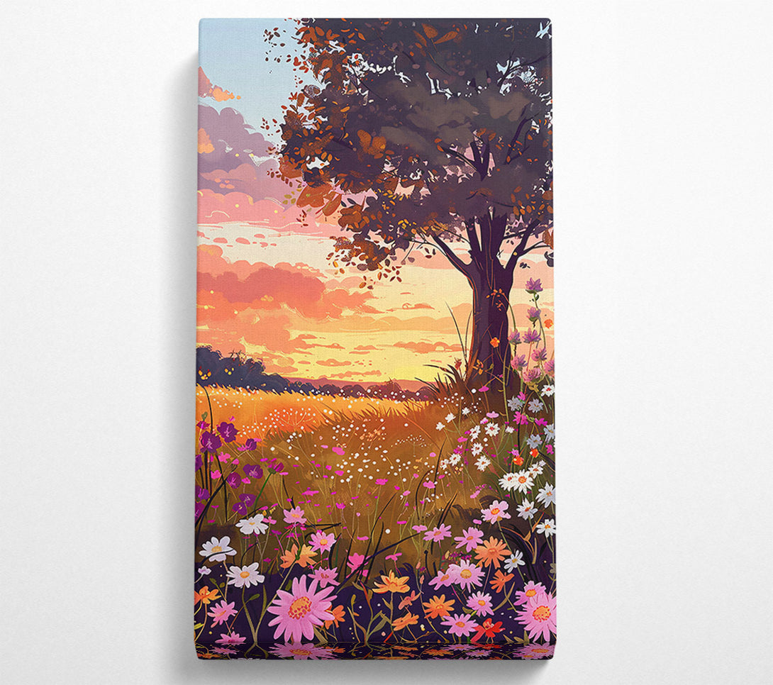  A Canvas Print of Orange Sunset Meadow Canvas Print