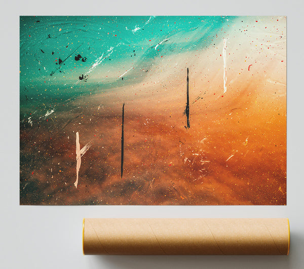 Orange Cosmic Drifts Poster