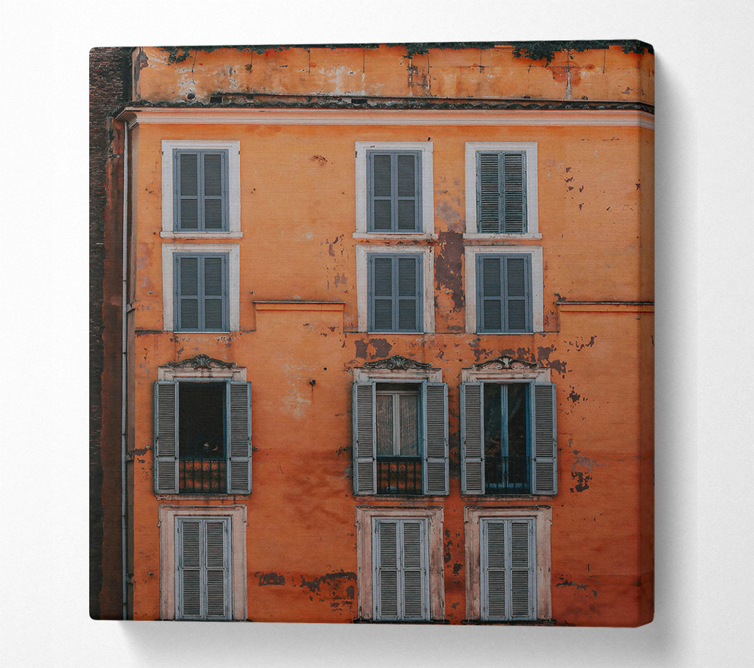  A Canvas Print of Rustic Orange Facade Canvas Wall Art