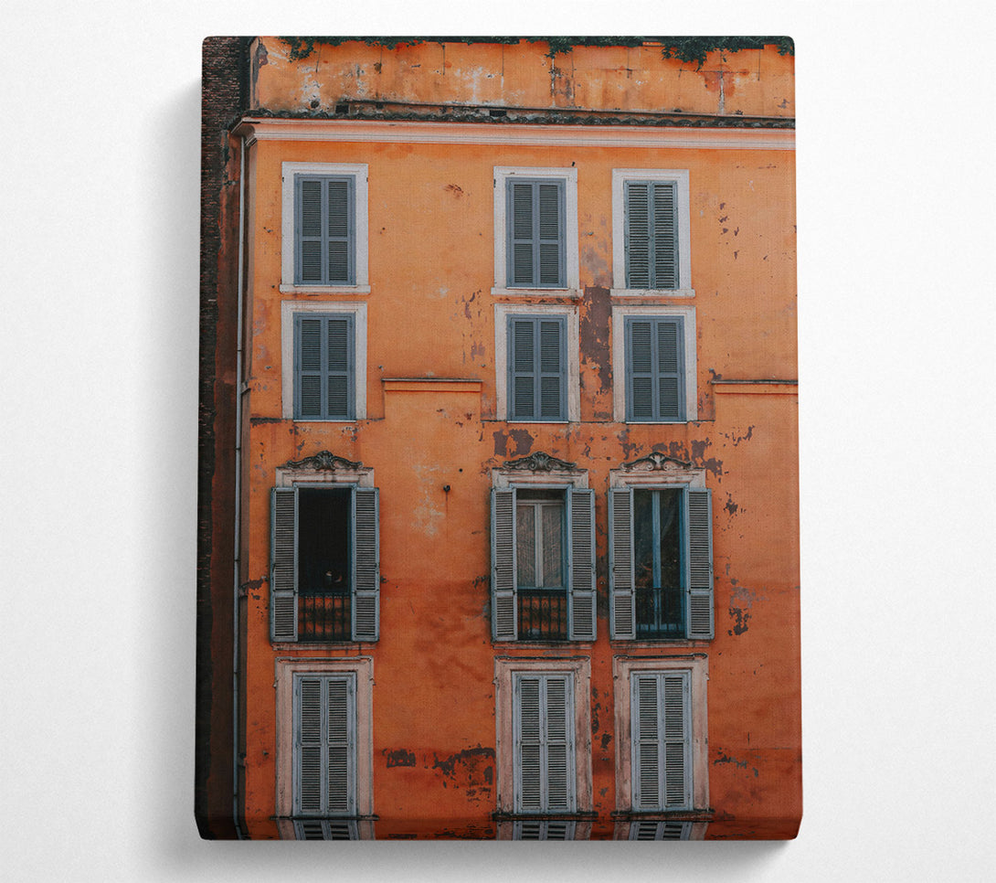  A Canvas Print of Rustic Orange Facade Canvas Wall Art