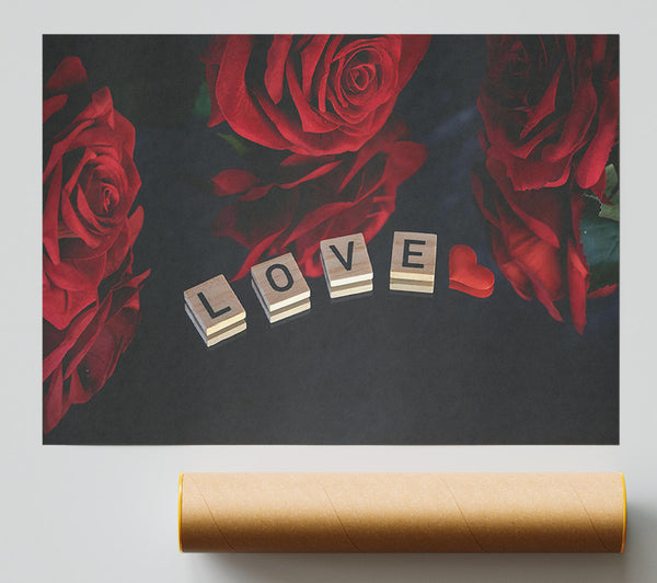Crimson Love Spelled Out Print