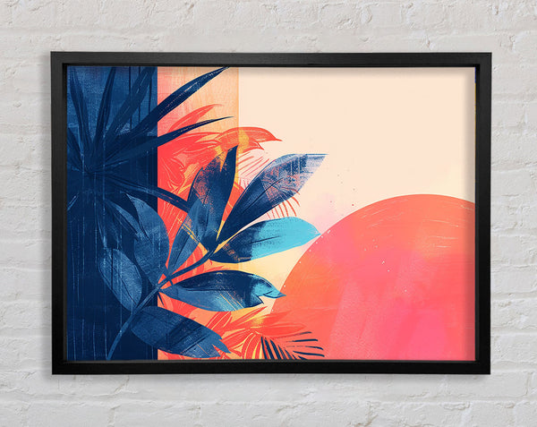 Boho Blue Leaves Framed Print