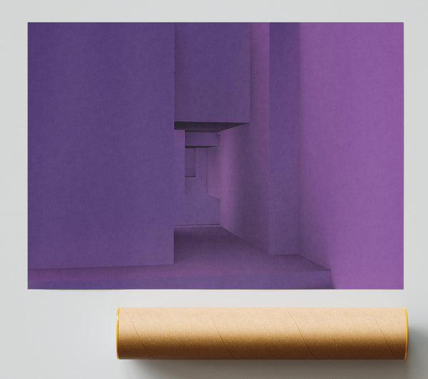 Purple Geometric Maze Print