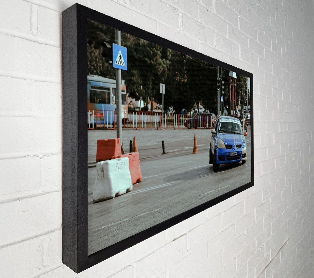 A Canvas Print of Blue Rally Car Turn Canvas Print