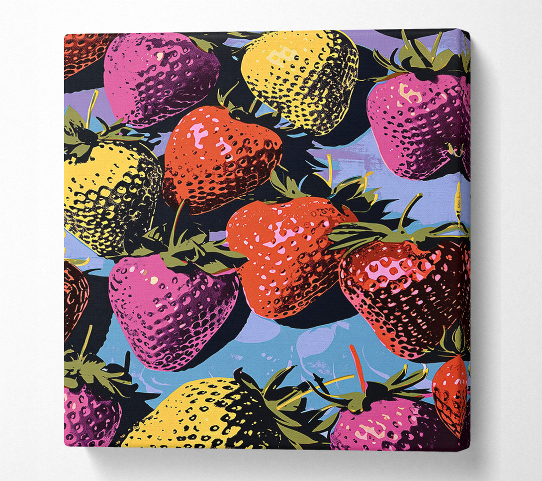  A Canvas Print of Bold Colour Strawberries Canvas Wall Art