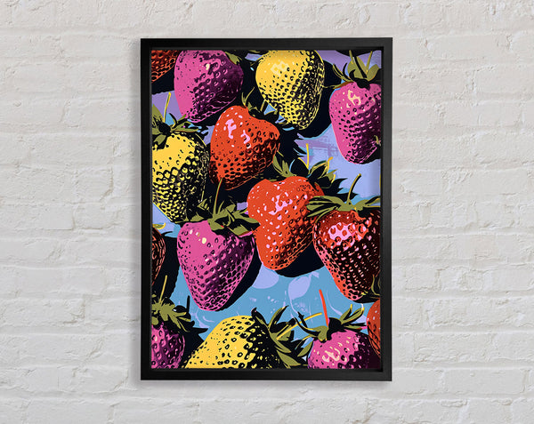 Bold Colour Strawberries Framed Print