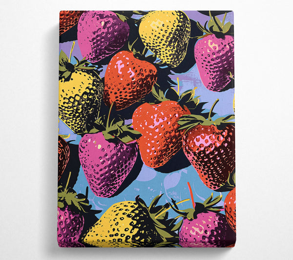  A Canvas Print of Bold Colour Strawberries Canvas Wall Art
