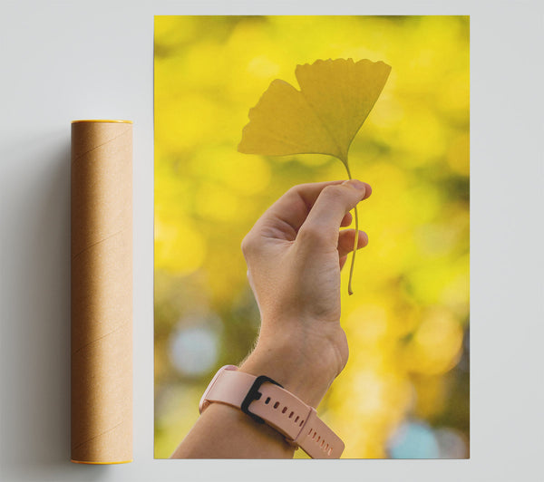 Golden Leaf And Hand Poster