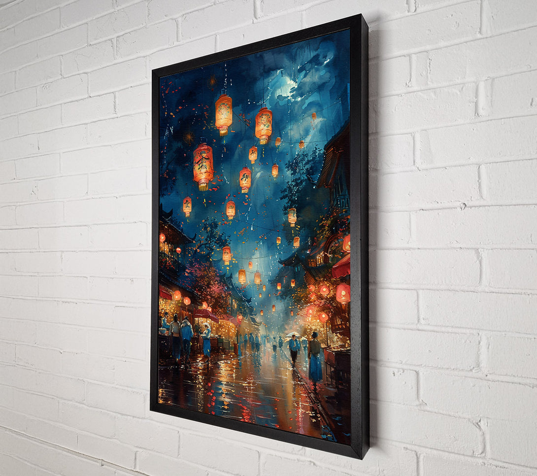  A Canvas Print of Blue Night Lanterns Canvas Wall Art